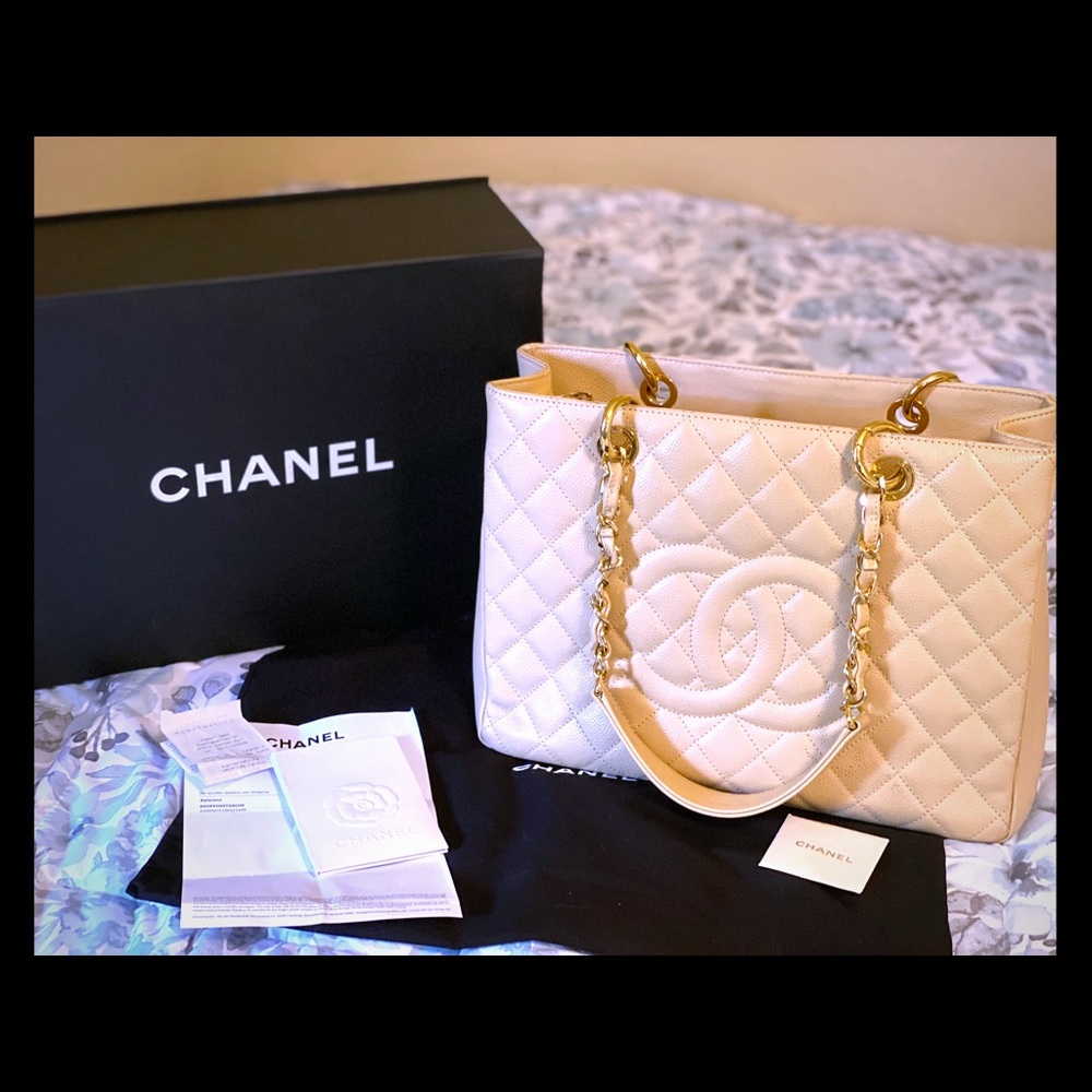 Chanel Grand Shopper Tote beige with receipt